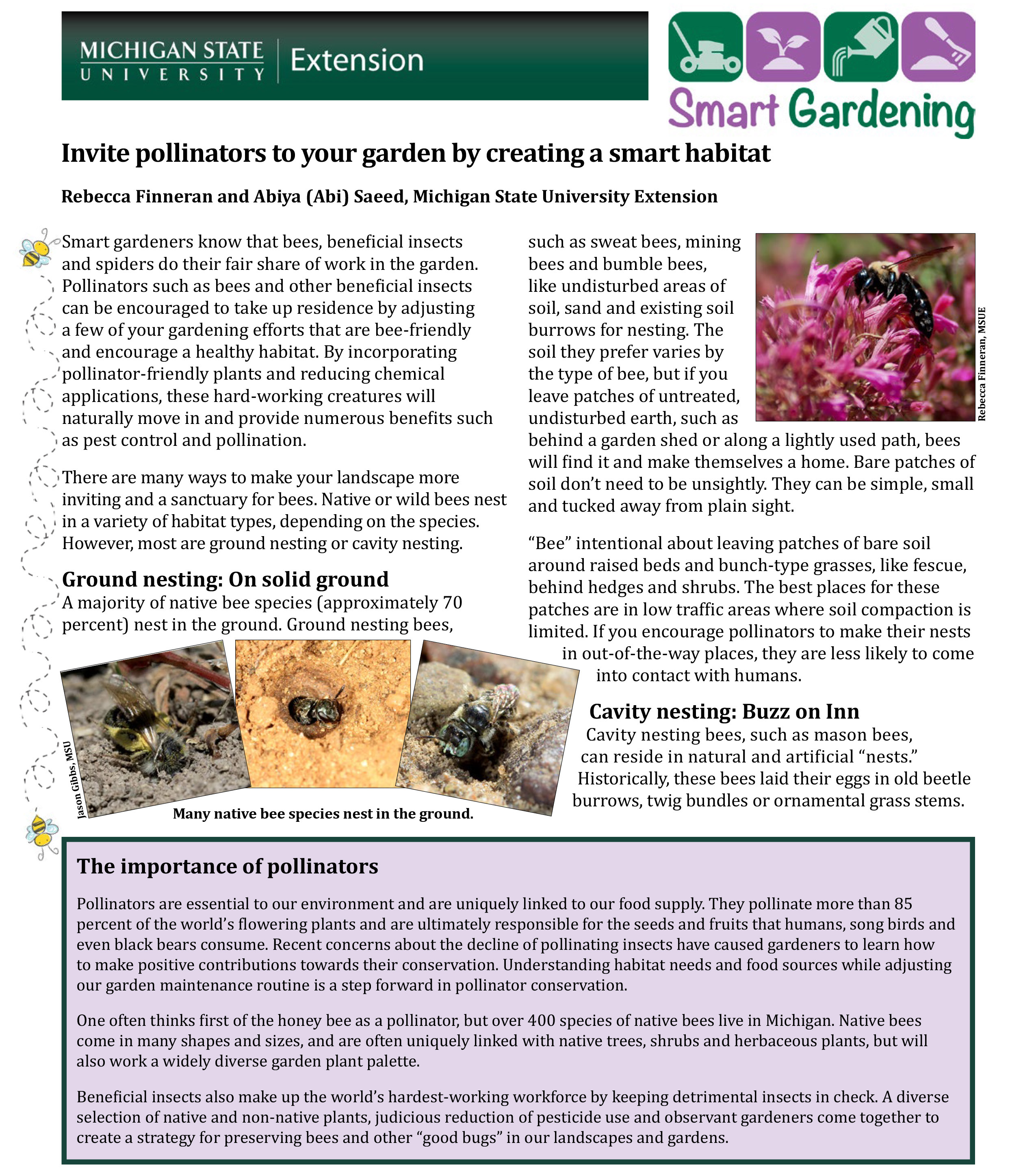 PDF cover of Invite Pollinators to your Garden